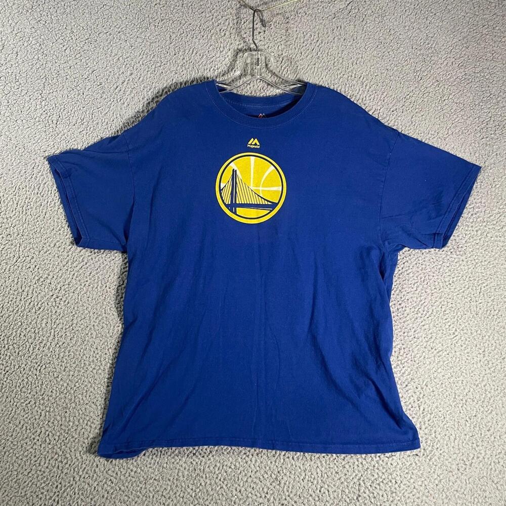 Golden State Warriors Shirt Mens Extra Large Blue Tee Basketball Majestic Mlb